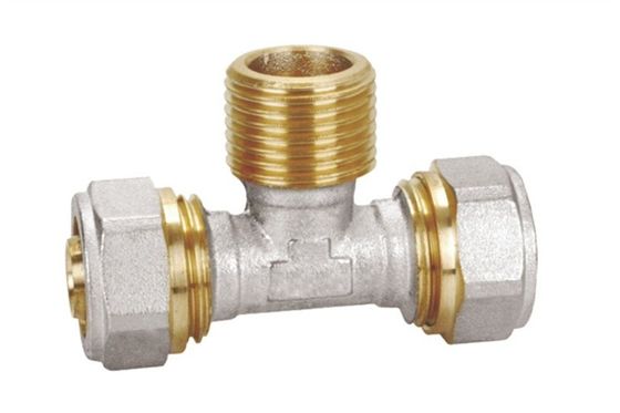 PF5007 Kuningan Pex -al-pex Pria Tekanan Tee Max 25 Bar Threaded ISO228/1 16X1/2