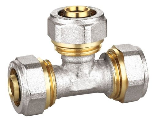 PF5006 Fitting Pipa Tee Sama, Fitting Kuningan Pex Al Pex ISO228 / 1 Berulir